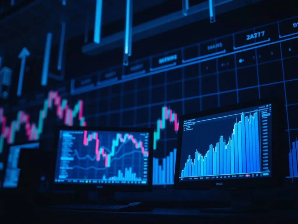 Abstract digital representation of falling stock charts and