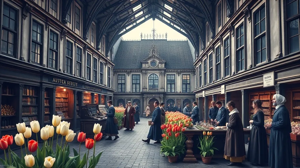 Oil painting style illustration of 17th century Dutch stock